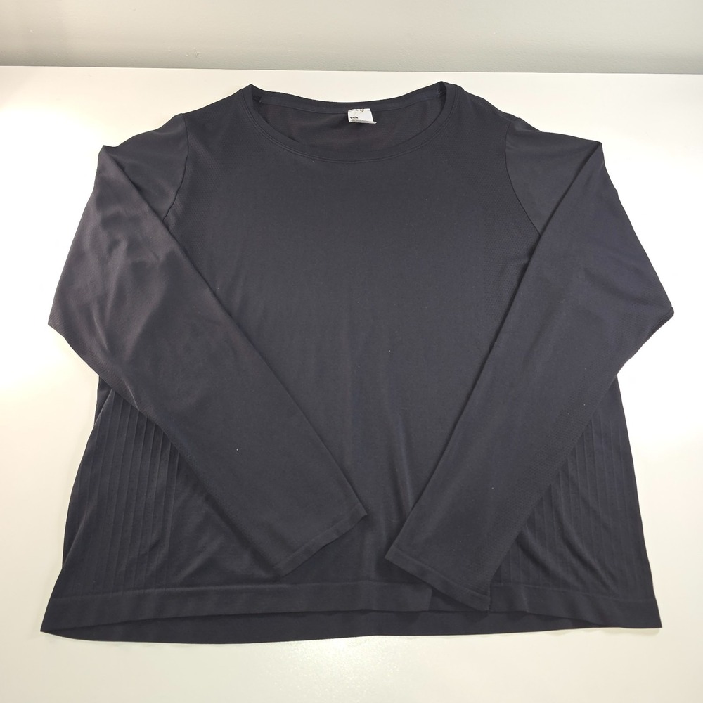 All in Motion Women XXL‎ Black Long Sleeve Performance Athletic Top Nylon Gym